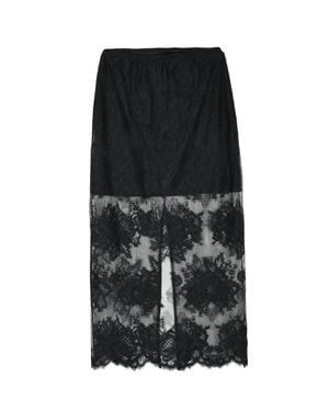 Aniye By Lace Midi Skirt With Scalloped Hem And Sheer Overlay - Black