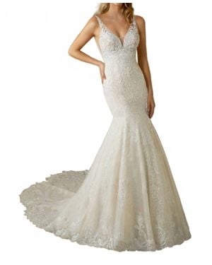 Mori Lee Rashida Crystal Beaded Dress - White