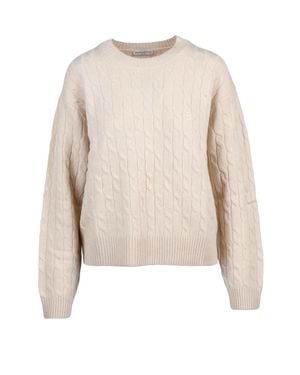Ballantyne Intricate Cable Knit Crewneck Sweater - Natural
