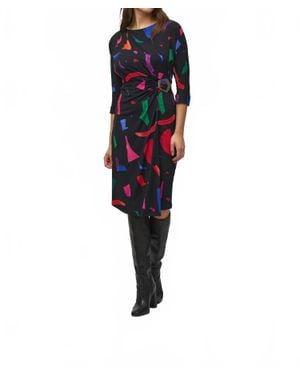 Joseph Ribkoff Abstract Print Midi Sheath Dress - Blue