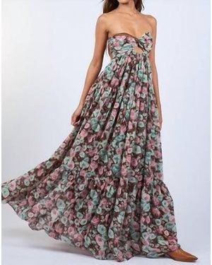 Sky To Moon Floral Flowy Strapless Maxi Dress - White