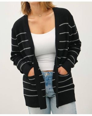 Be Cool Striped Open-Front Cardigan Curvy - Black