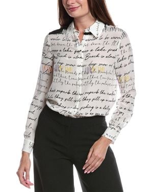 Alice + Olivia Willa Silk Top - Gray