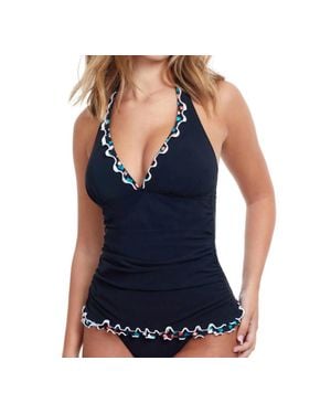 Gottex V-Neck Halter Tankini Top - Blue