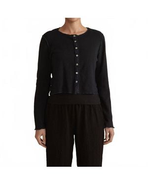 cut-loose Marble Crop Cardigan Top - Black
