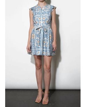 Greylin Bailey Flutter Sleeve Belted Mini Dress - White