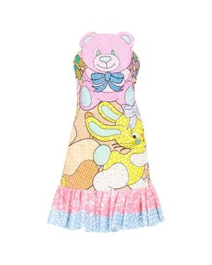 Moschino Couture! 2022 Runway Calico Animals Sequinned Beaded Dress It40 S - Multicolor