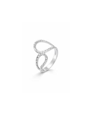 Gold & Honey Pear Wrap Diamond Cut Ring - White