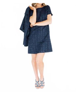 Maison Lurex Riviera Tweed Dress - Blue