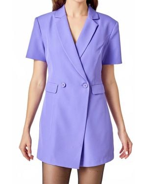 Endless Rose Short Sleeve Blazer Romper - Blue