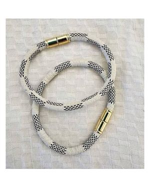 Dani & Em Checkered Magnetic Clasp Statement Bracelet - Metallic