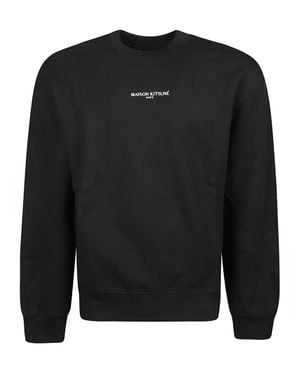 Maison Kitsuné Crew Neck Organic Cotton Sweatshirt - Black