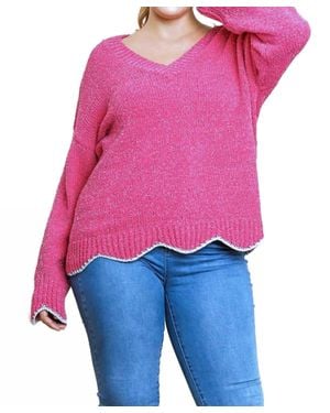 Umgee Zig Zag Pullover Sweater - Pink