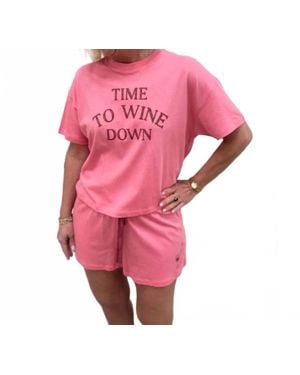 Pj Salvage Time To Wine Down Shorty Set - Pink