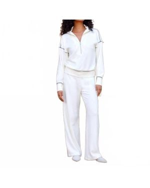 Karen Kane Drawstring Pintuck Sweatpants - White