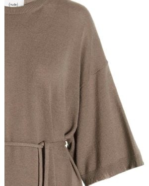 Nude Virgin Wool Long Dress - Brown