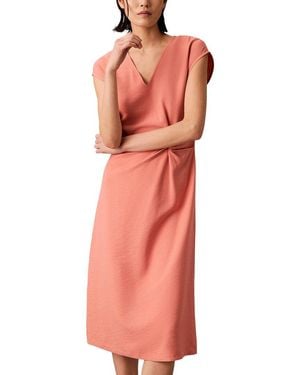Calvin Klein Textured Soft Twist Midi Dress - Orange