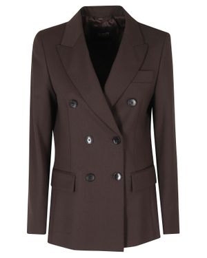 Seventy Double-Breasted Flap Pockets Polyester-Blend Jacket - Brown