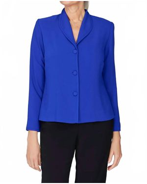 Emmelle Lustrous Crepe Wing Collar Jacket - Blue