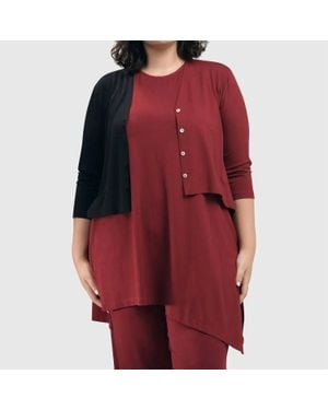 Alembika Essential 2-Tone Crop Cardigan - Red