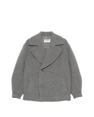 Moschino Heart-Motif Button Double-Breasted Jacket - Gray