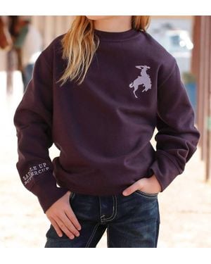 Cinch Girls Saddle Up Crewneck Sweatshirt - Purple
