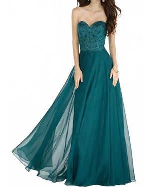 Alyce Paris Strapless Embellished Chiffon Gown - Blue