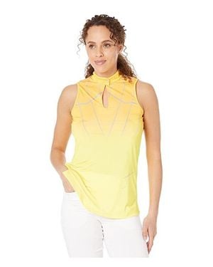 Jamie Sadock Top Stretch Cyber Print Halter Neck Keyhole Jdm503 - Yellow