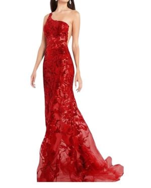 Jovani One Shoulder Embellished Evening Gown - Red