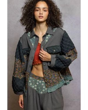 Pol Pearl And Floral Jacket - Gray
