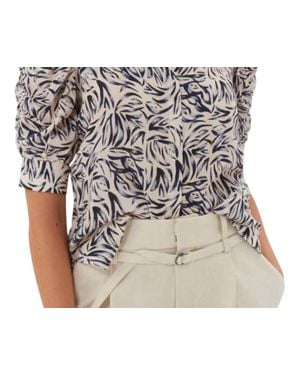 ecru Blachet Puff Sleeve Top - Brown
