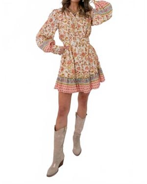 Fate Clyvedon Floral Patterned Mini Dress - Natural