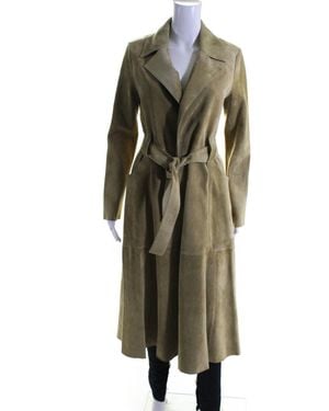 Derek Lam Suede Belted Wrap Coat Ginger - Green