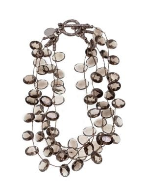 Margo Morrison Faceted Oval Smoky Quartz Bracelet - White