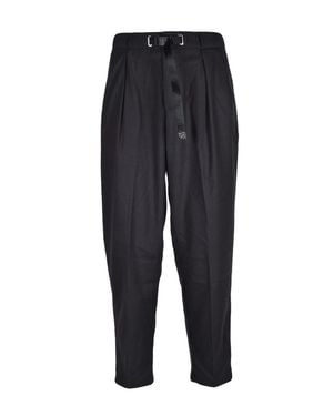 White Sand Pleated Waist Chino Pants With Tapered Silhouette - Blue