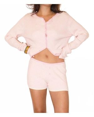 Bailey Rose Stripe Ruffle Trim Button Top - Pink