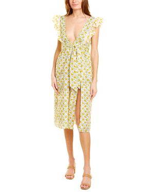 Ash Santi Sleeveless Midi Dress - Yellow
