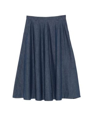 Incotex Flared Knee-Length Denim Skirt - Blue
