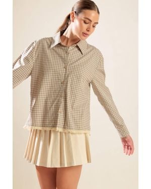 TRUEDAMES Awaiting Love Woven Top - Natural