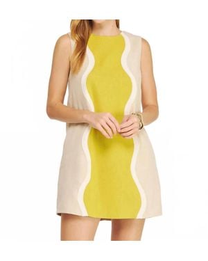 Strut & Bolt Wavy Contrast Color Block Mini Dress - Yellow