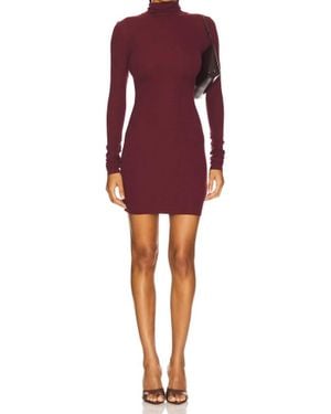 ÉTERNE Ribbed Turtlenck Mini Dress - Red