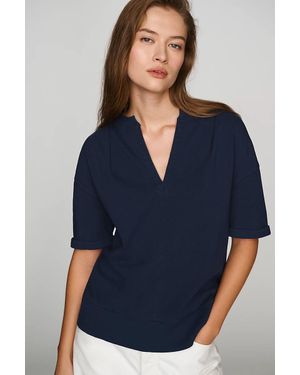 Wilt 100% Cotton V-Neck Top - Blue