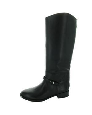 On 34th Firessel Zipper Leather Knee-High Boots - Black