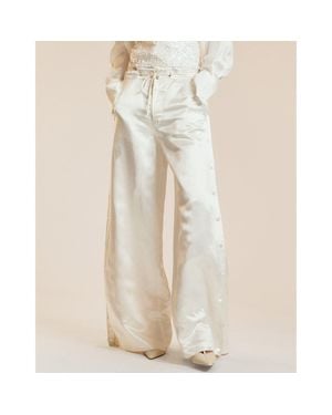 Cynthia Rowley Wide Leg Snap Pants - Natural