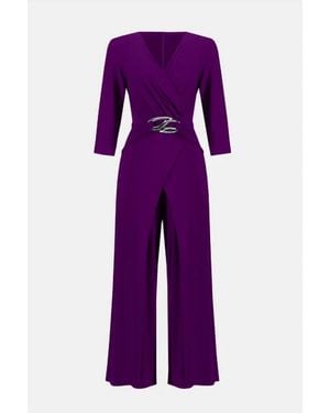 Joseph Ribkoff Silky Knit Wrap Jumpsuit - Purple