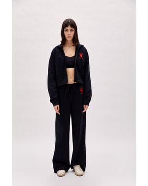 Pcfg Cotton Destroyed Zip Up Hoodie - Blue