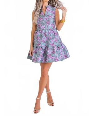 Karlie Floral Tier Tapestry Dress - Blue