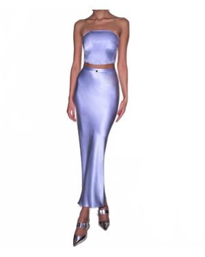 Fleur du Mal Silk Corset Top - Blue