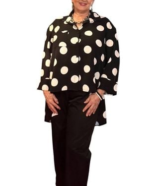 Diva USA Collared Button-Through Blouse With High-Low Hem - Black