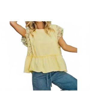 Bibi Solid Jersey Tiered Top With Lace - Yellow